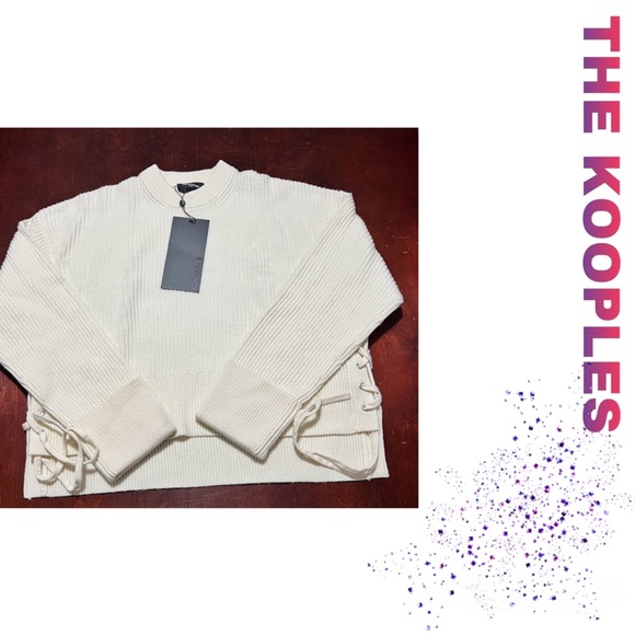 NWT THE KOOPLES Balloon Sleeves Knit Sweater in Ecro! - Picture 4 of 7